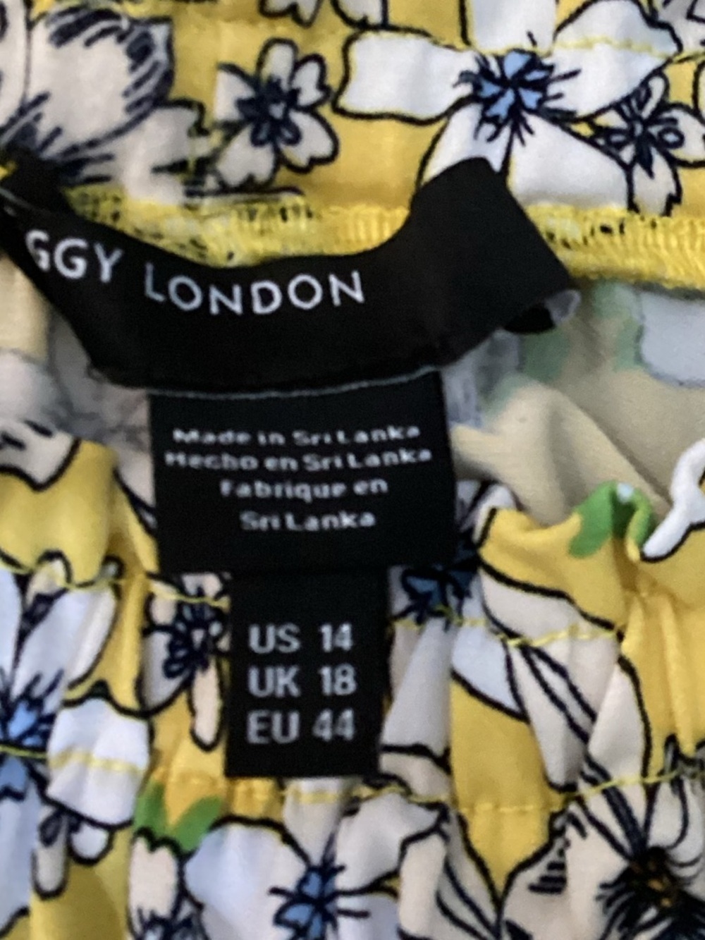 Maggy London Yellow Floral Smocked Mock Neck Midi Dress Sz 14 - Picture 3 of 11
